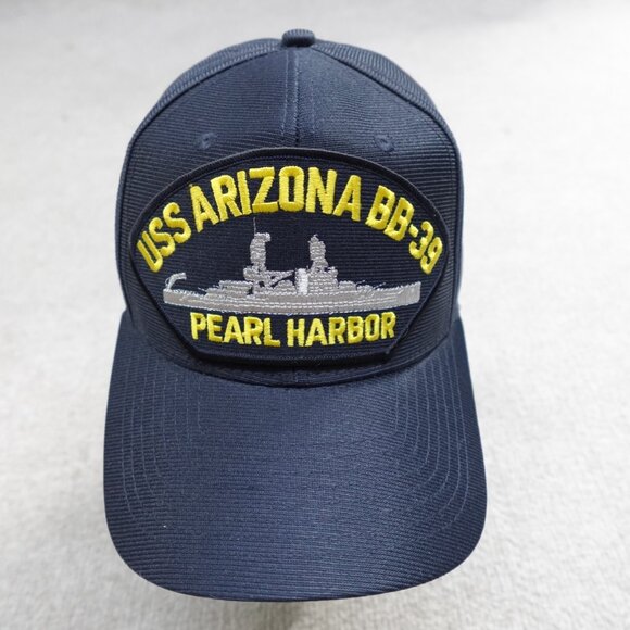 Vintage Pearl Harbor Hat Blue Snapback USS Arizona BB-39 Made in USA - Picture 1 of 5